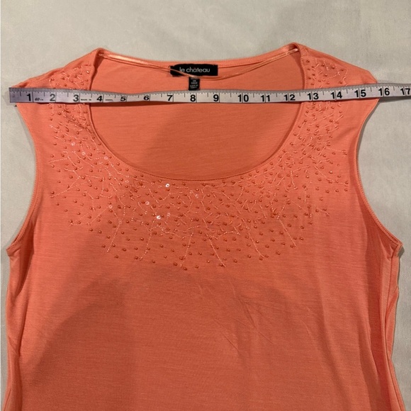 Le Chateau Tank Top Orange Bead Sequins Embellishments Sleeveless Women’s Sz S - Picture 6 of 10